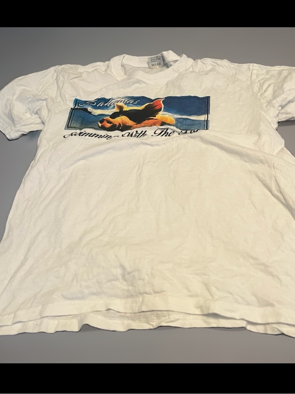White Graphic Crewneck T-Shirt with Surf Motif